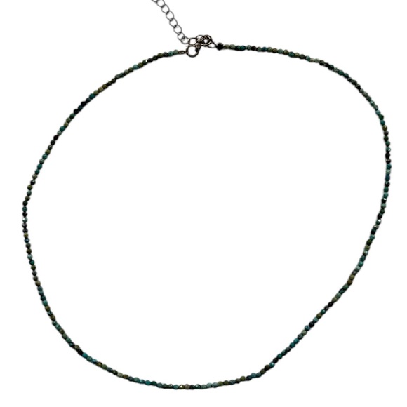 Real Turquoise small Beaded Gemstone Necklace, Chocker, Adjustable,18 inches,New - Picture 3 of 6
